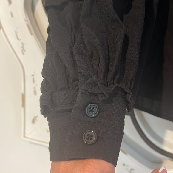 WHO WHAT WEAR BUTTON DOWN PUFF SLEEVE BLOUSE BLACK SIZE MEDIUM - Picture 5 of 8